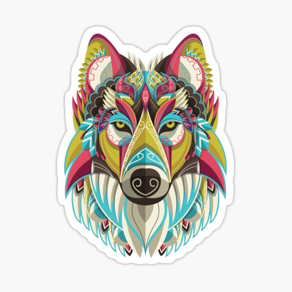 Item preview, Stylised colourful wolf  designed and sold by SuperSeries.
