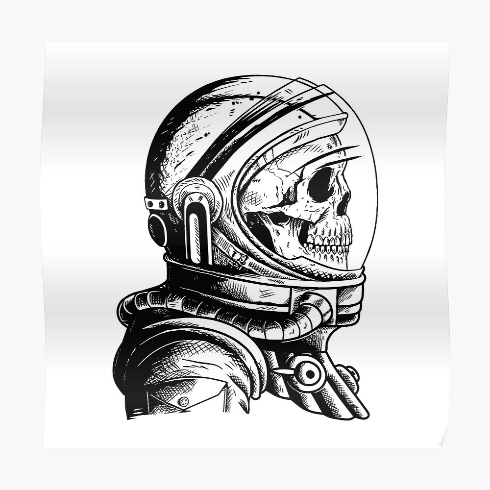 Skull In An Astronaut Helmet Sticker By Superseries Redbubble