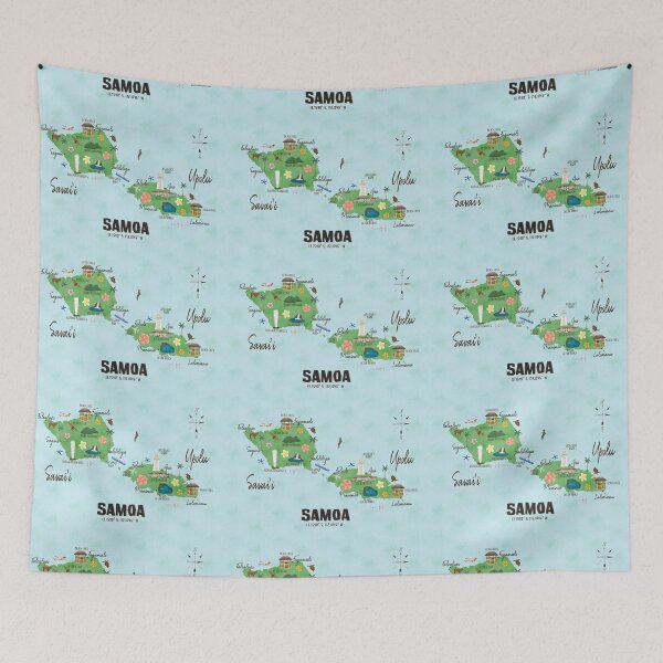 Item preview, Illustrated Samoa Map - Western Samoa designed and sold by lolomastudio.