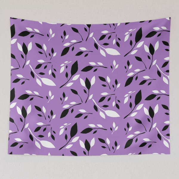 Item preview, Purple colour background with black and white leafy pattern designed and sold by sstusard.