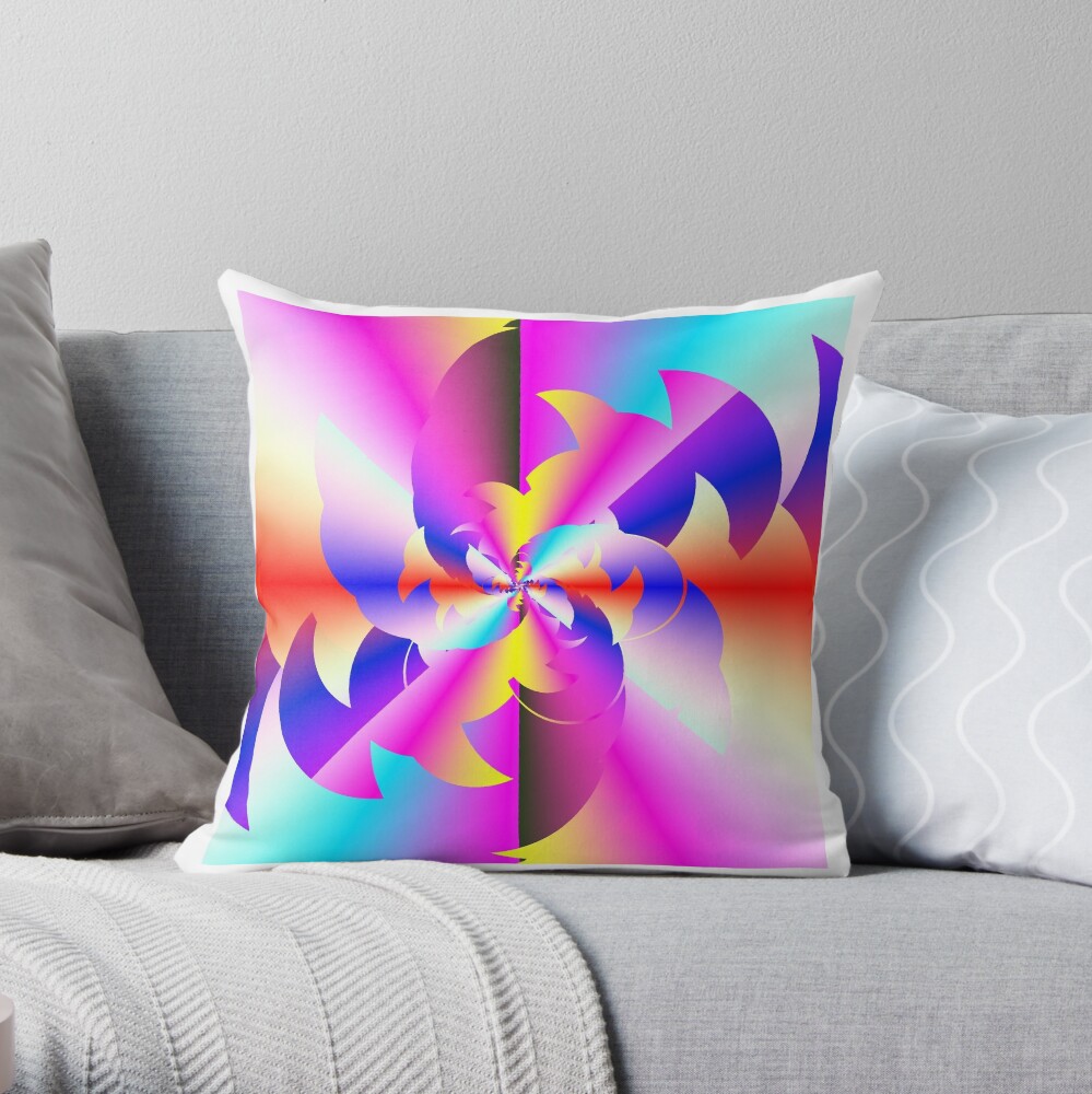 Fractal Rainbow Throw Pillow