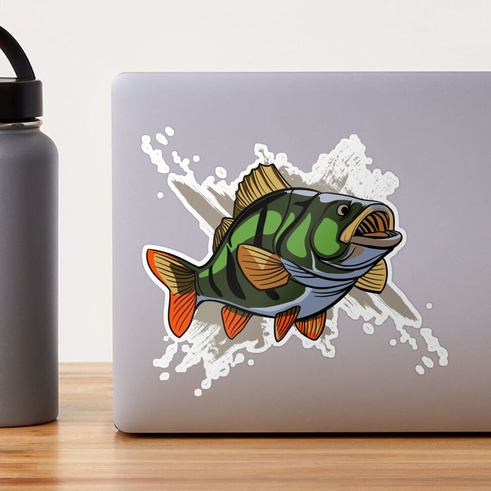 Bass Fishing T-shirt Perch  Sticker for Sale by TigerSoulDesign