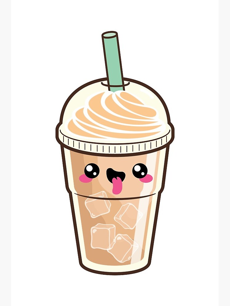 Kawaii Cute Iced Coffee For Coffee Lovers Art Board Print for Sale by  MariKatri