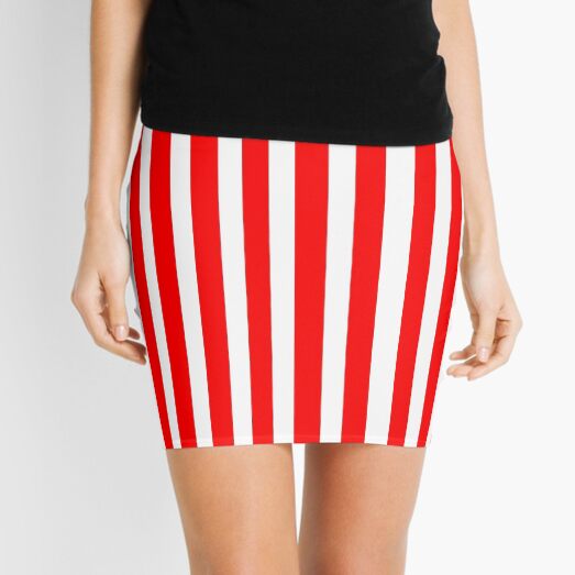 Red and White Stripes Fashion Design - Always in style Mini Skirt