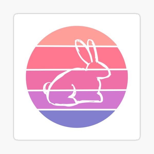 Vector Illustration of Rabbit Animal with Circle Sunset of Red, Pink, and Violet Color. Graphic Design for Shirt, Sticker, Mug, Phone Covers and more. Sticker