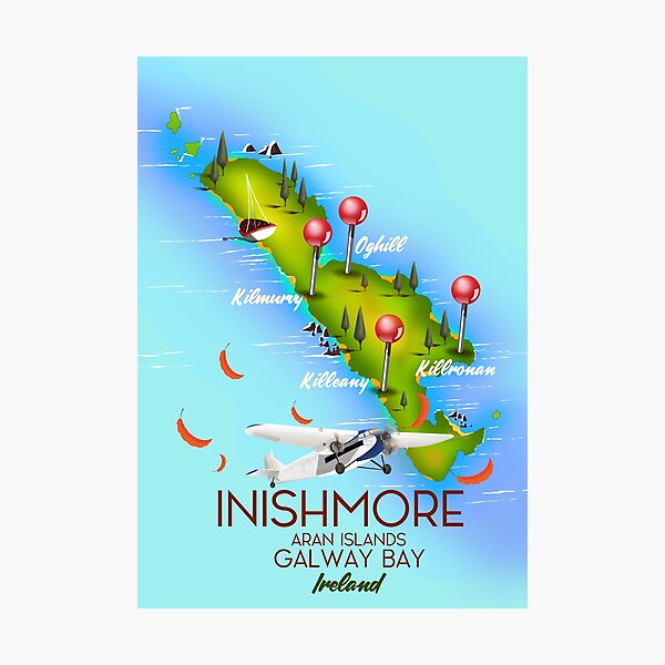 inishmore Aran Islands Galway Bay Ireland travel poster Photographic Print