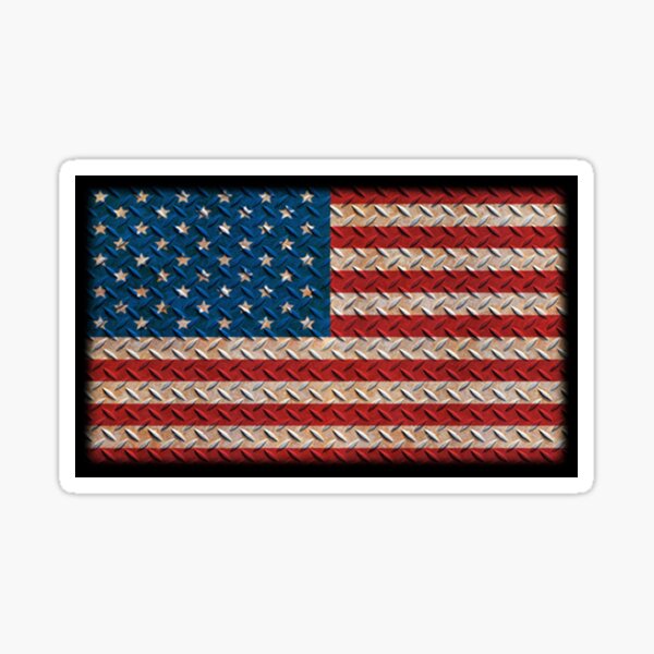 American Flag Diamond Plate Sticker
