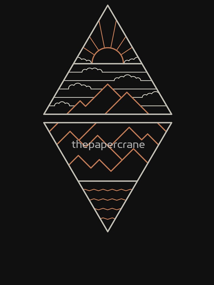 Aperçu 7 sur 7. T-shirt classique avec l'œuvre Terre, Air, Feu et Eau créée et vendue par thepapercrane.