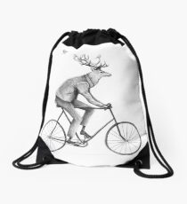 Even a Gentleman rides Drawstring Bag