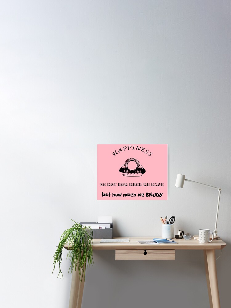 Happiness - Life Quote on pink background
