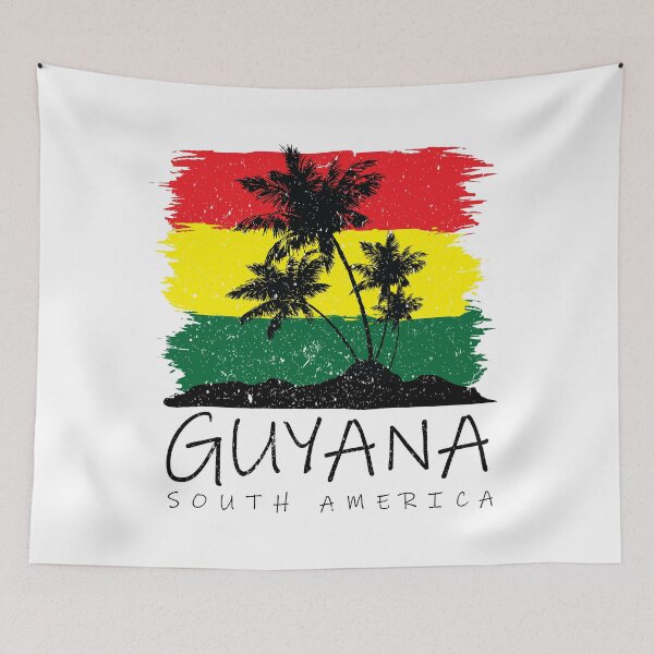 Item preview, Guyana National Colours in Background of Palm silhouette designed and sold by IdentiTee Studios.