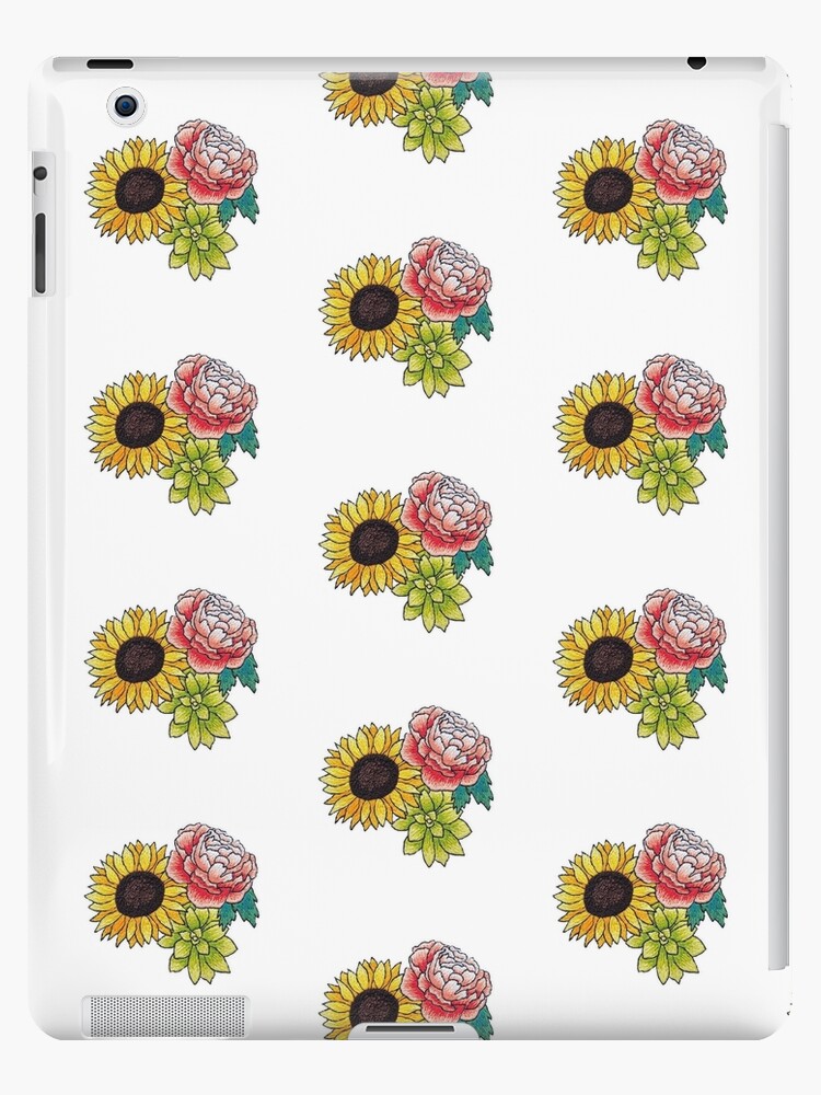 Funda y vinilo para iPad «Bordados de girasol, suculentos y de peonía.» de  artbydeirdre | Redbubble