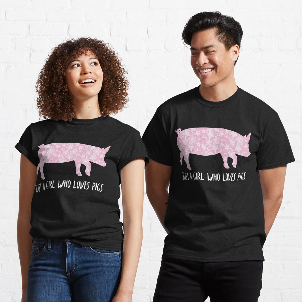 Just A Girl Who Loves Pigs Pink Floral Design - Unique Pig Lover Gift  Ideas