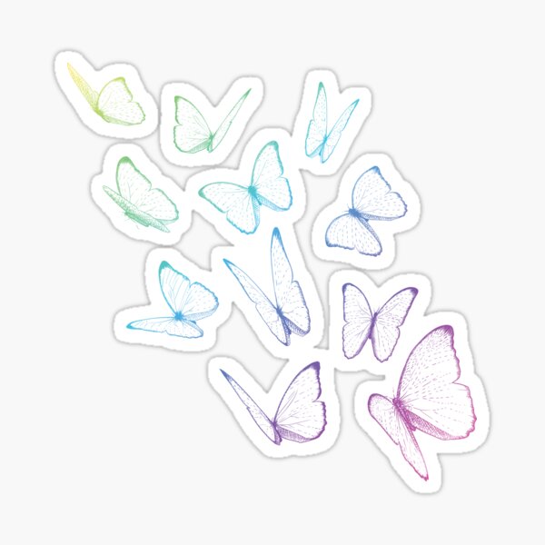 Pastel Rainbow Butterflies Sticker By Impishthreads Redbubble 4195