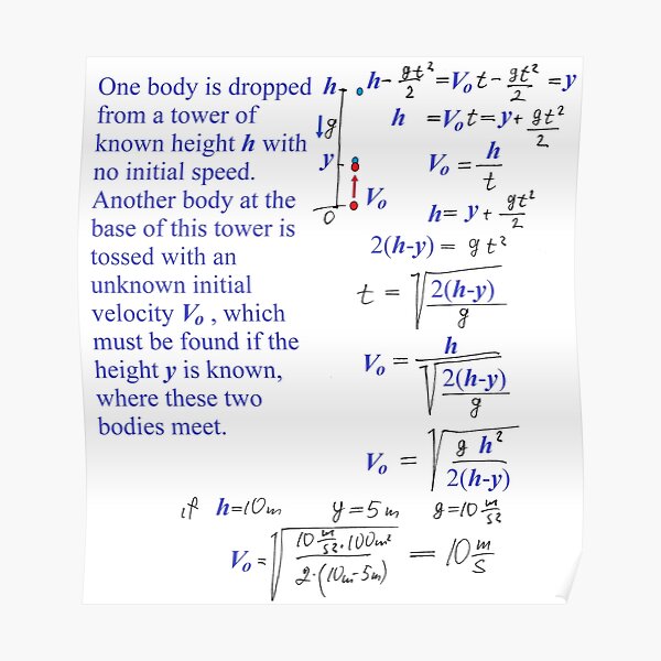 Physics Problem #Physics #Problem #PhysicsProblem One body is dropped from a tower of known height h with no initial speed Poster