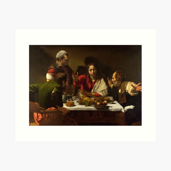 Aperçu de l'œuvre Le souper à Emmaüs, Caravage, 1601 créée et vendue par Vintage Wall Art.