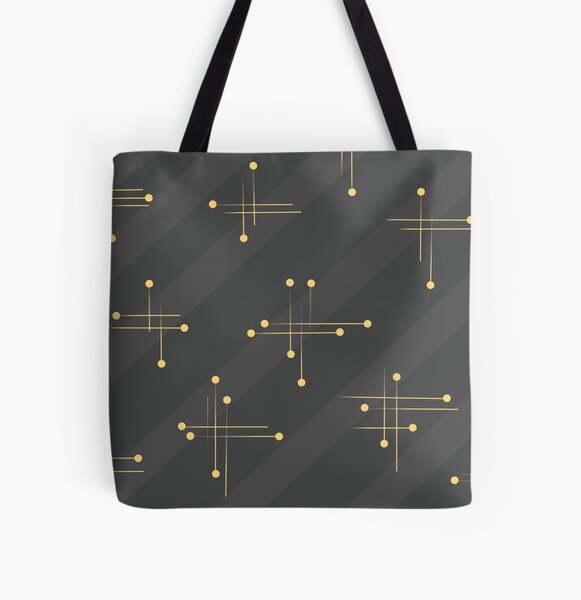Midcentury motif with gray and yellow All Over Print Tote Bag