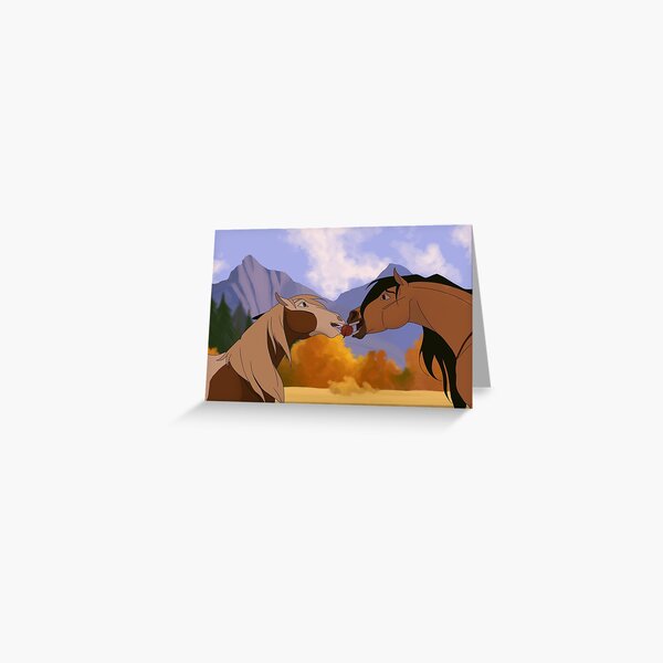 Spirit and Rain sharing an apple Greeting Card