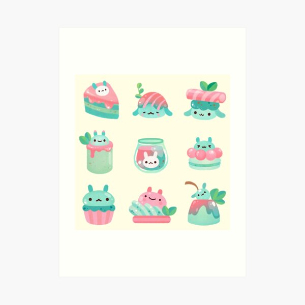 Choco Mint Rabbit Art Print