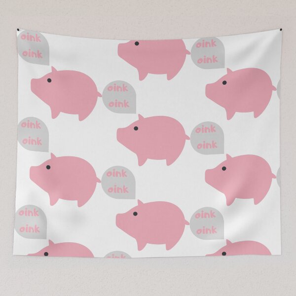 Item preview, pig,swine,animal,sow,simple repeatable design,text design also,pig saying oink oink,pink,grey,black colour used,repeatable pattern,adigiana toybox font used designed and sold by Urban Binge.