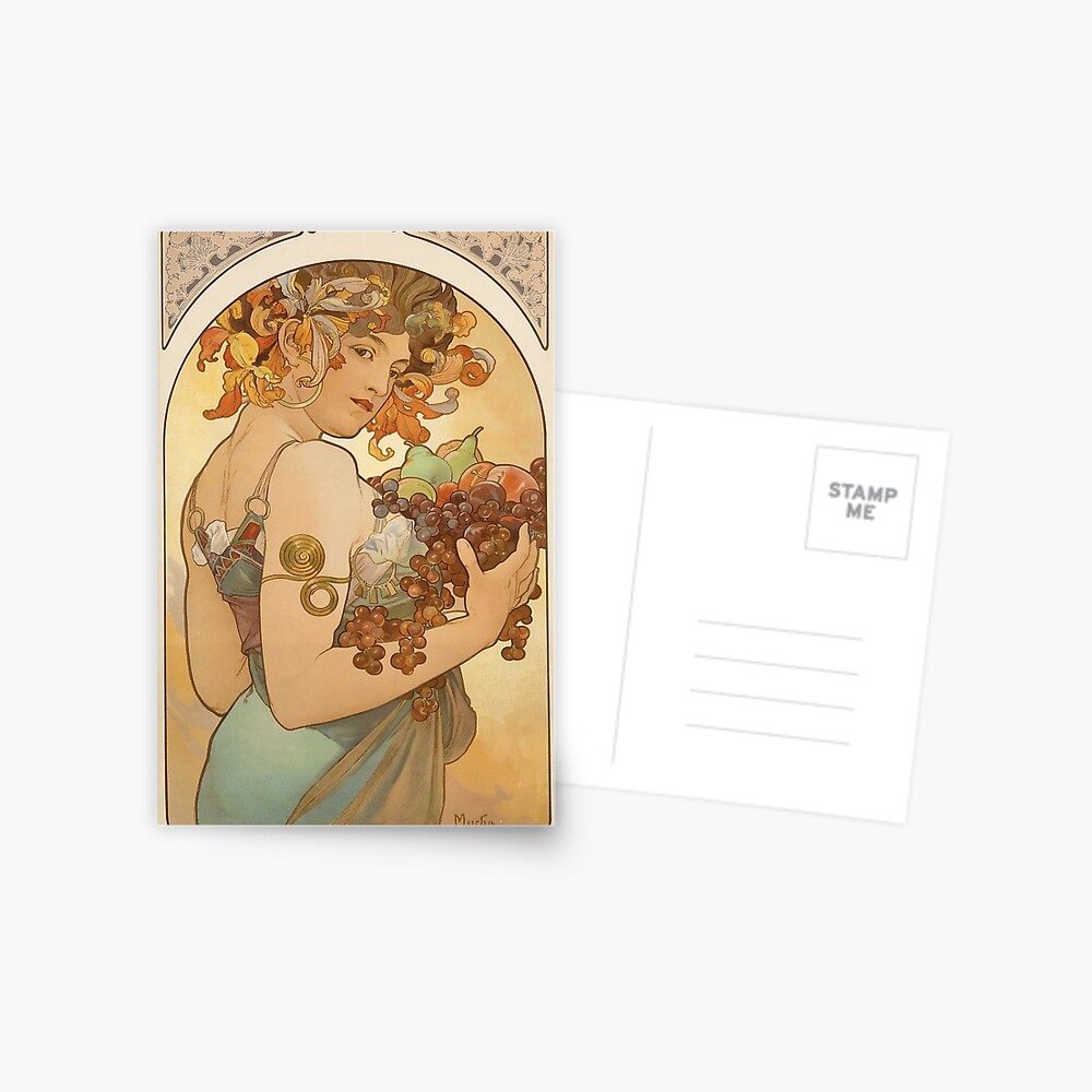 'Fruit' by Alphonse Mucha (Reproduction) Postcard