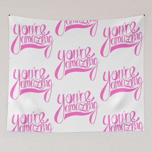 Item preview, you're amazing,text design,simple repeatable pattern,pink wrings,bold font used,mood describing,valentines special,simple scattered design designed and sold by Urban Binge.