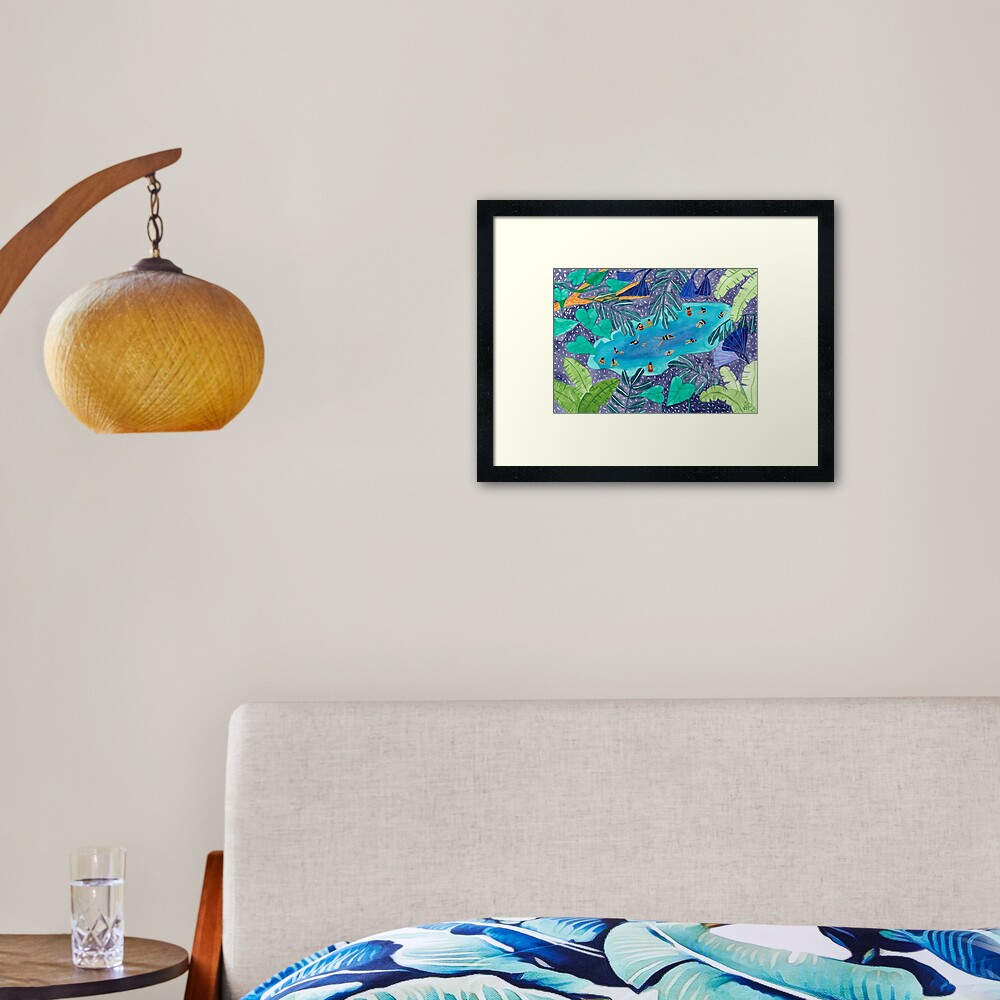 Mitternachtsdschungelbecken Gerahmter Kunstdruck