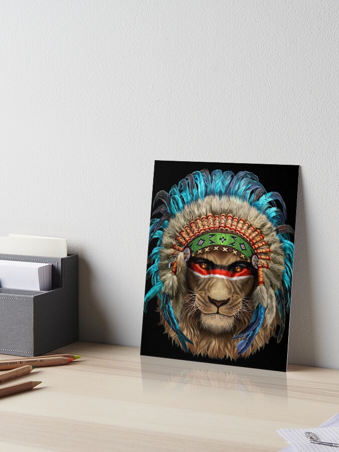 Alpha Lion In Native Indian Headdress, T-Shirt Alpha Lion In Native Indian Headdress, T-Shirt