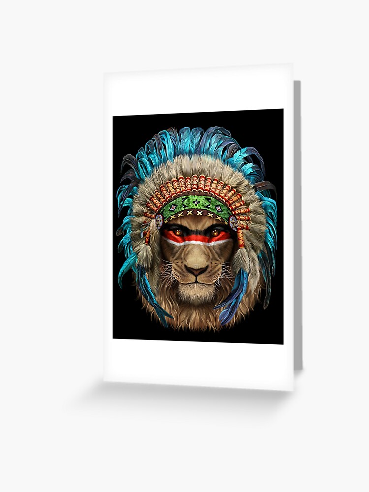 Alpha Lion In Native Indian Headdress, T-Shirt Alpha Lion In Native Indian Headdress, T-Shirt