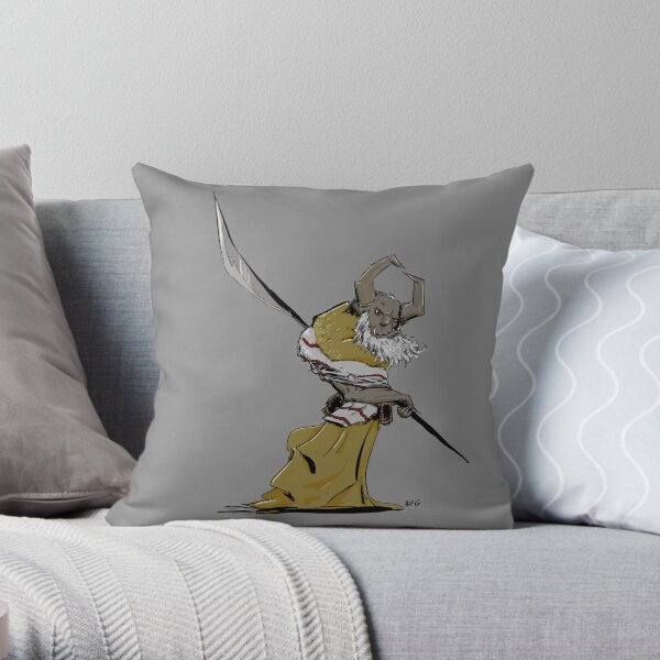 Horned Poleman Throw Pillow