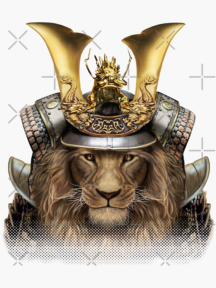 "Alpha Lion in Japanese Samurai Armor" Sticker for Sale by FoxRepublic