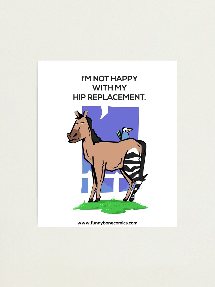 "Not Happy with my Hip Replacement Zebra Horse Design " Photographic Print by Buckanesthesia