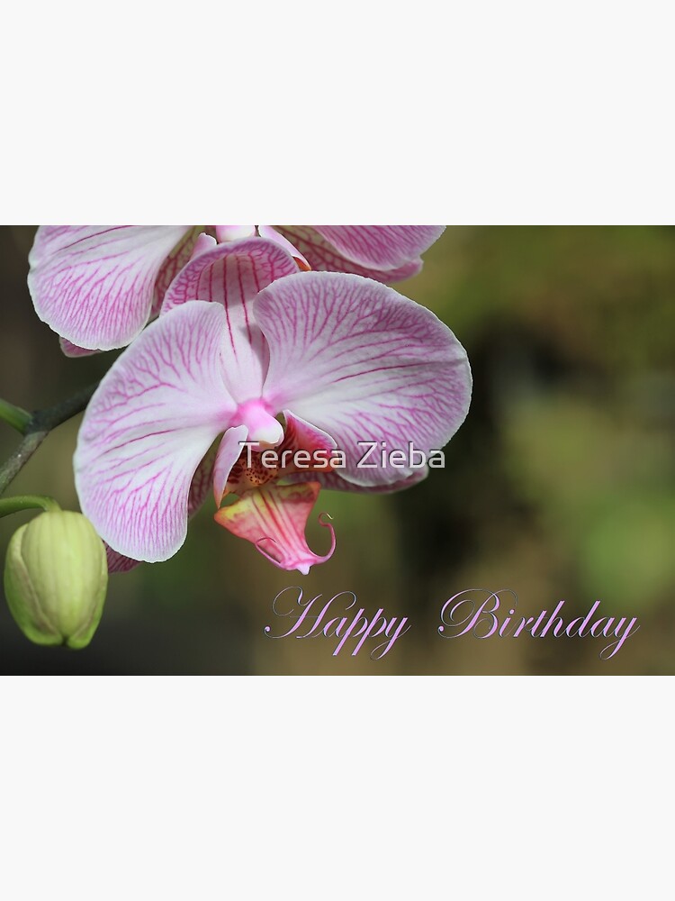 Carte De Vœux Carte D Orchidee De Joyeux Anniversaire Par Tenia115 Redbubble