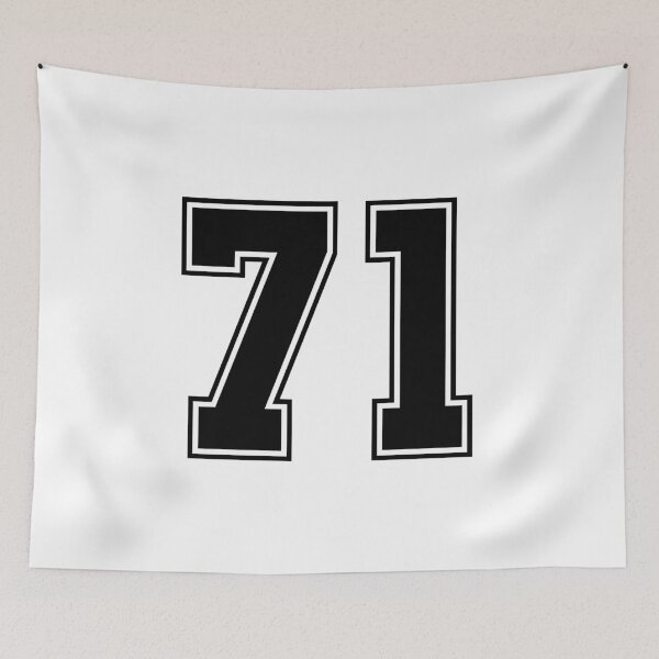 Item preview, 71 American Football Classic Vintage Sport Jersey Number in black number on white background for american football, baseball or basketball designed and sold by Marcin Adrian.