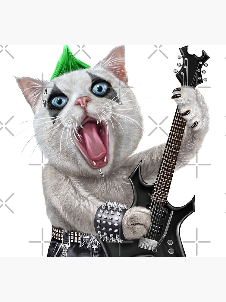 "Guitarist Metal Cat in Heavy Punk Rock Band" iPhone Wallet for Sale by