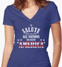 A Salute to All Nations (But Mostly America) Women's Fitted V-Neck T-Shirt