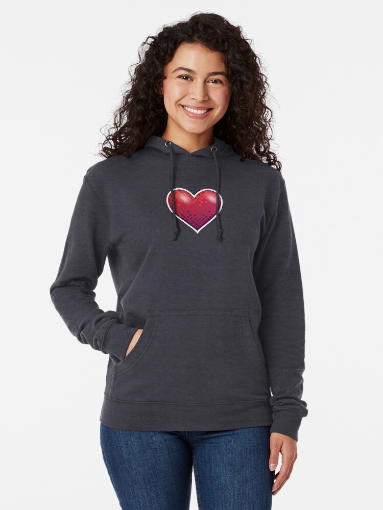 Thumbnail 2 of 5, Lightweight Hoodie, Heart of Pixels designed and sold by Rumblecade.