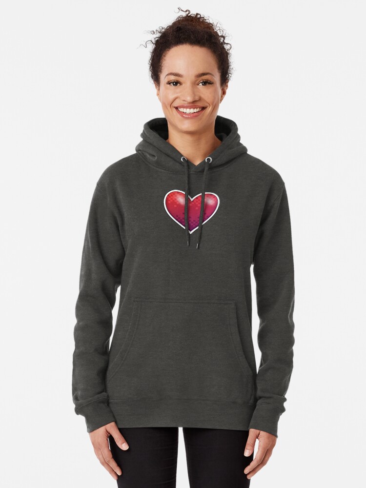Thumbnail 2 of 5, Pullover Hoodie, Heart of Pixels designed and sold by Rumblecade.