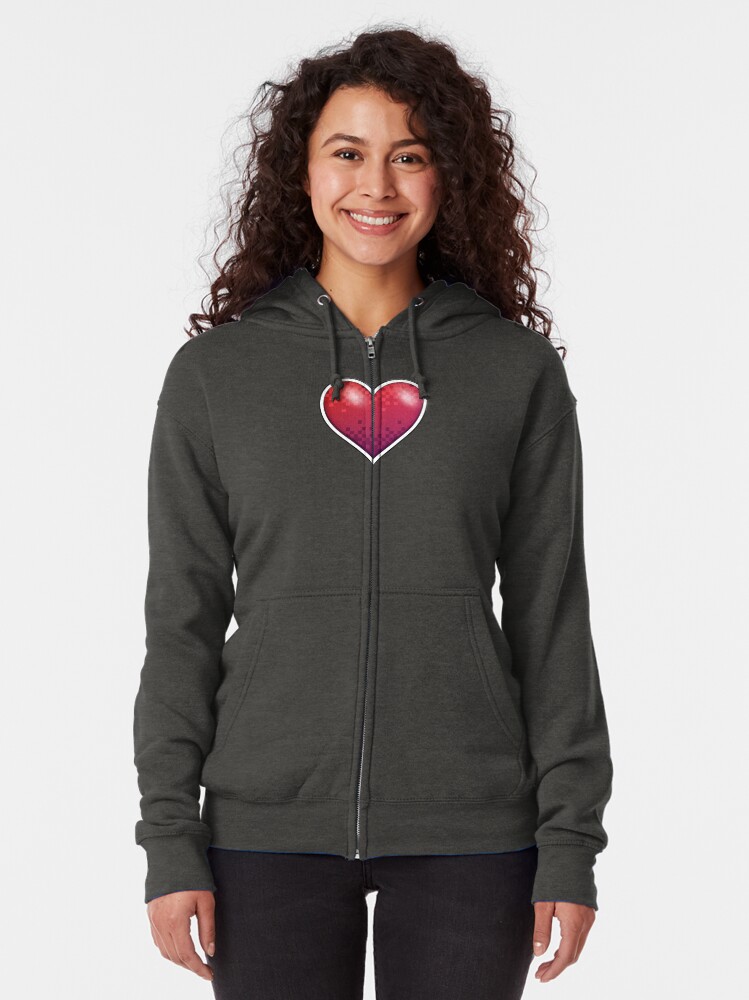 Thumbnail 2 of 5, Zipped Hoodie, Heart of Pixels designed and sold by Rumblecade.