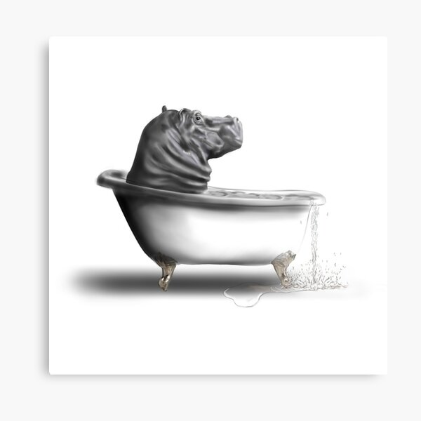 Hippo in the bath Metal Print