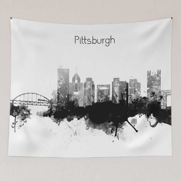 Item preview, Black and White Pittsburgh City Skyline designed and sold by DimDom.