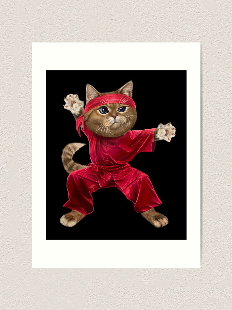 Shaolin Cat In Wushu Kung Fu Stance, Martial Art T-Shirt Shaolin Cat In Wushu Kung Fu Stance, Martial Art T-Shirt