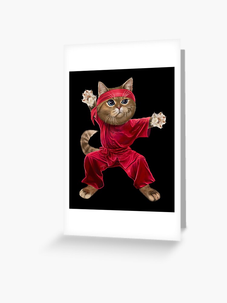 Carte De Vœux Chat Shaolin Dans La Position Chinoise De Wushu Art Martial De Kung Fu Par Fox Republic Redbubble