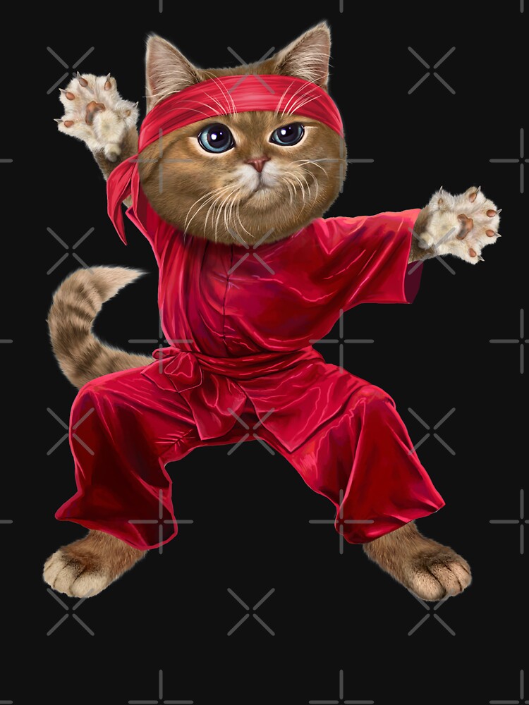 Shaolin Cat In Wushu Kung Fu Stance, Martial Art T-Shirt Shaolin Cat In Wushu Kung Fu Stance, Martial Art T-Shirt