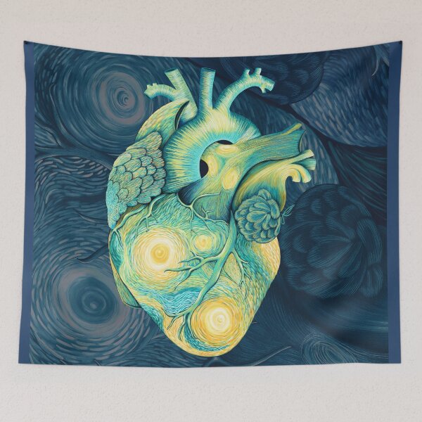 Item preview, Anatomical Human Heart - Starry Night Inspired designed and sold by fayee8.