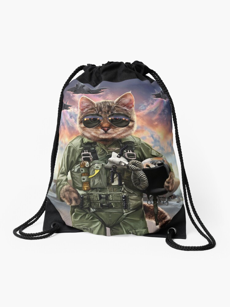 Drawstring Backpack Camouflage Animal Cat Rucksack