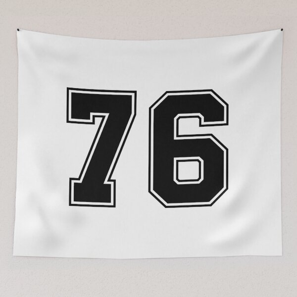 Item preview, 76 American Football Classic Vintage Sport Jersey Number in black number on white background for american football, baseball or basketball designed and sold by Marcin Adrian.