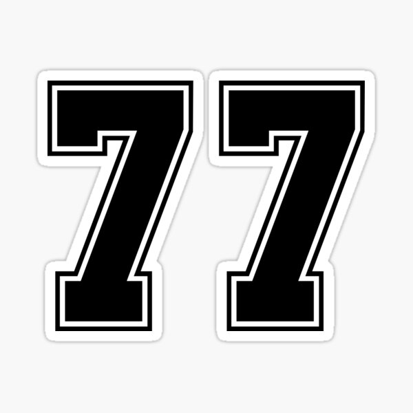 Number 77 White Black Button