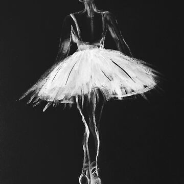 Pastel Drawing, Ballet fashion Art, Original Ballet dancer, black and white - Ballerinas Painting, 13 x 20 Pastel Drawing