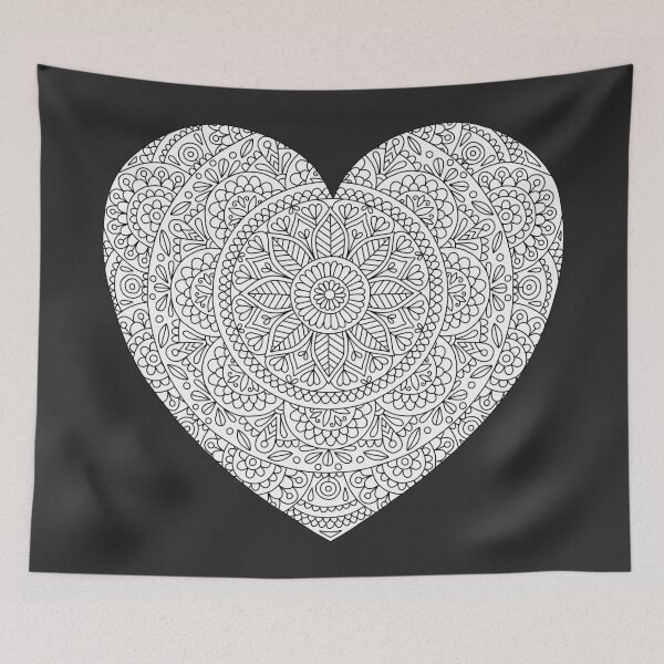 Item preview, Mandala Heart with Flowers and Leaves for Adult Coloring designed and sold by Anna Grunduls.
